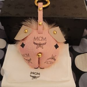 MCM fur bag charm